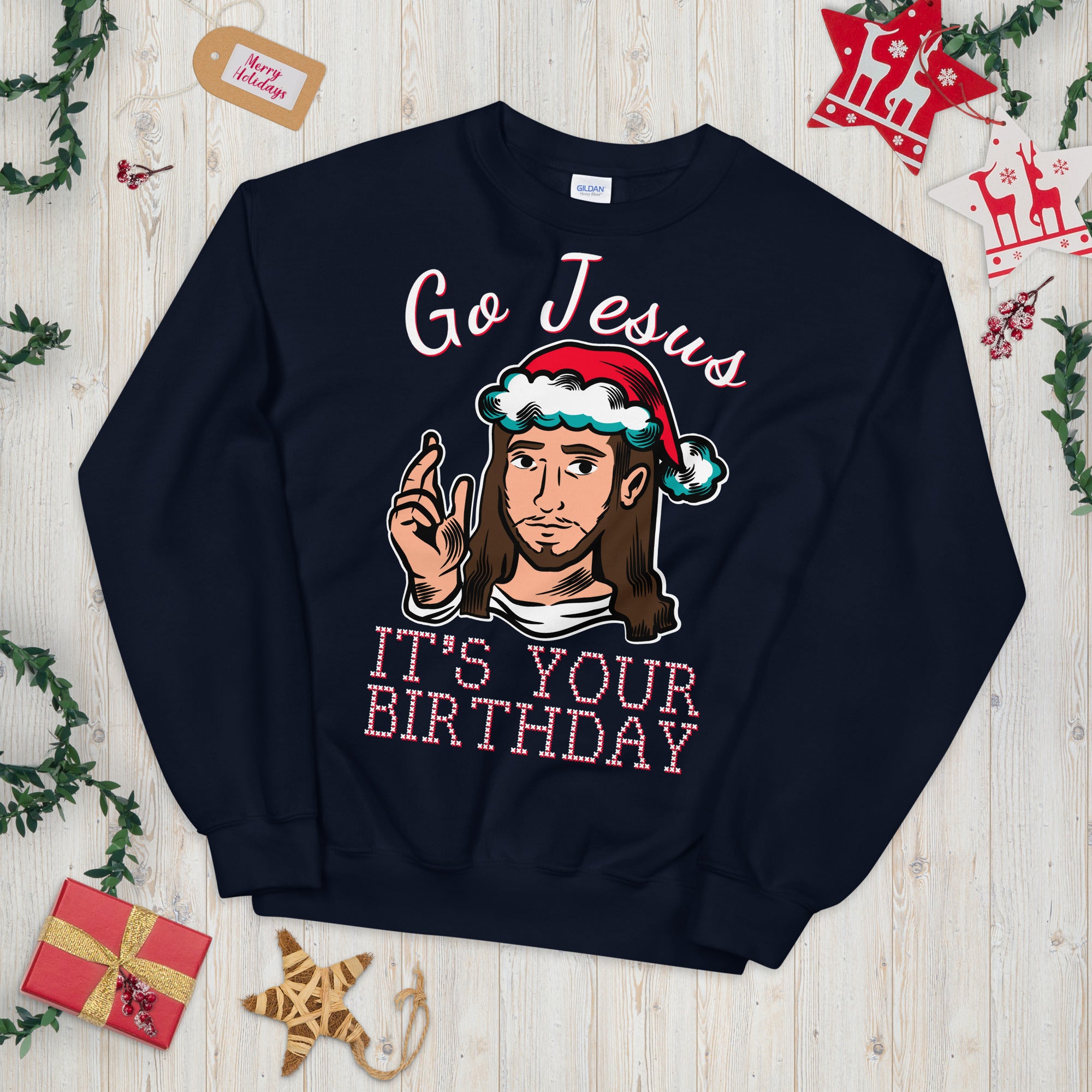 Go Jesus It es Your Birthday Weihnachtspullover, Go Jesus Sweatshirt, Jesus Geburtstagspullover, Urlaubspullover, Hässlicher Weihnachtspullover