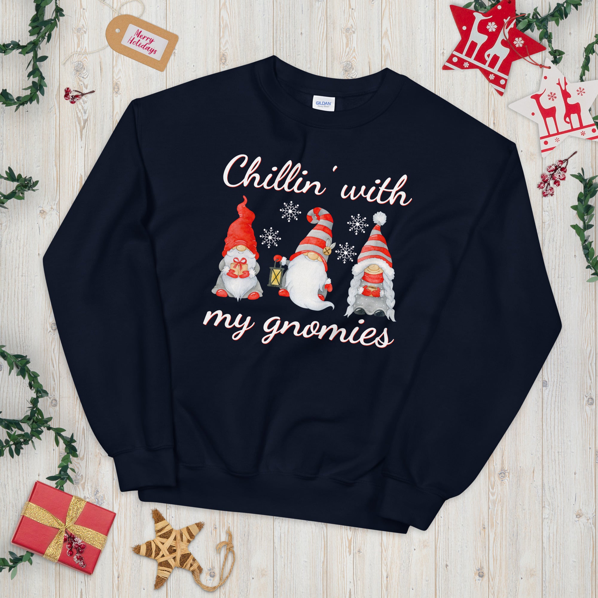 Chillin With My Gnomes Sweatshirt, Lustiges Chilling Gnomes Sweatshirt, Gnome Weihnachtspullover, Gnome Shirt, Süßer Gnome Pullover, Süße Gnome