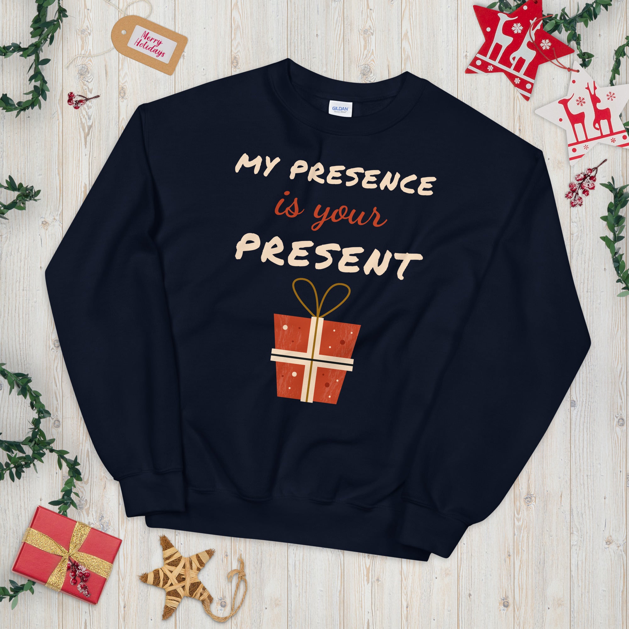 My Presence Is Your Present Sweatshirt, Christmas Sweater for Women,Merry and Bright, Funny Xmas Sweater, Cute Party Sweater, Xmas Pajamas - Madeinsea©