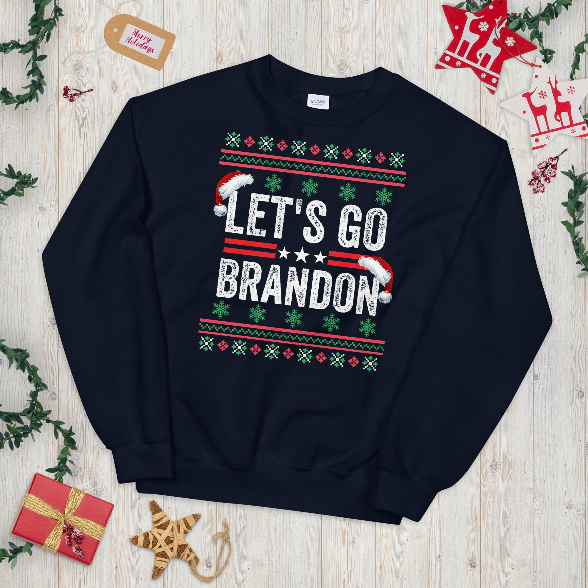 Lets Go Brandon Christmas Sweatshirt, Let's Go Brandon Sweater, Lets go brandon Xmas, FJB Shirt, Joe Biden Chant, Funny Biden Meme Sweater - Madeinsea©