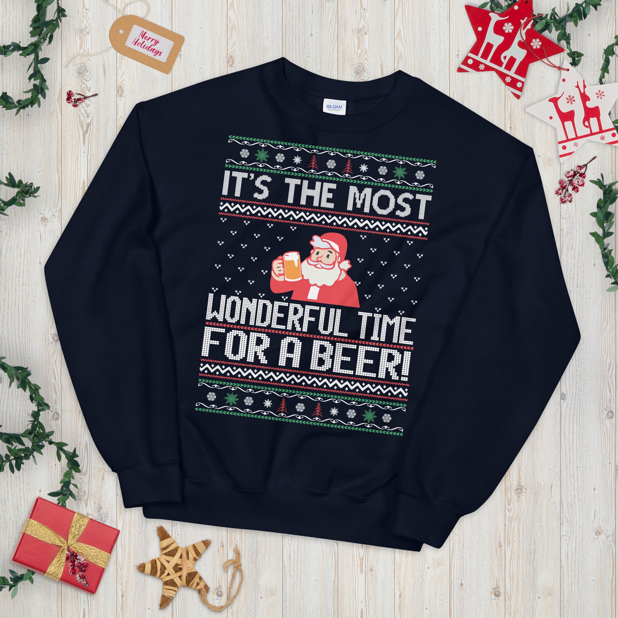 It's the Most Wonderful Time For a Beer, Funny Beer Sweatshirt, Ugly Christmas Sweater, Husband Christmas Shirt, Christmas Beer Sweater - Madeinsea©