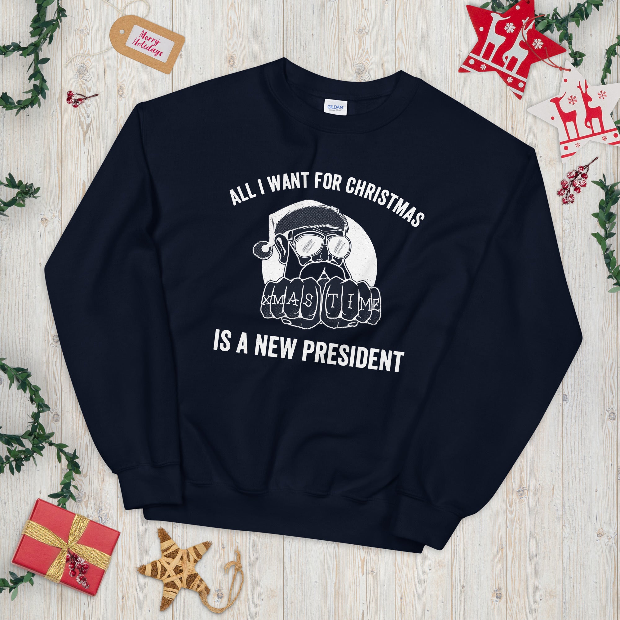 All I Want For Christmas Is A New President Unisex Sweatshirt, Republican Sweater, Republican Gifts, Patriot Shirt, Christmas Biden Sweater - Madeinsea©