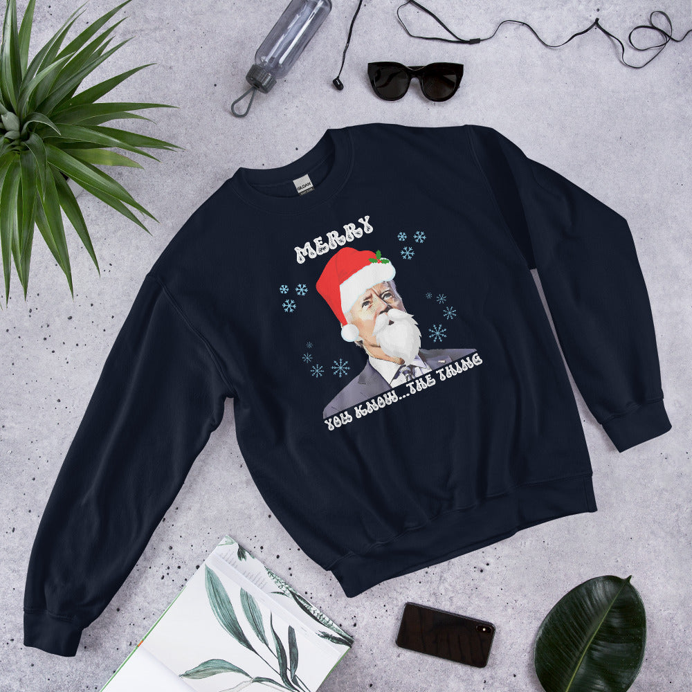 Merry You Know The Thing, Christmas Biden Sweatshirt, Funny Confused Biden Xmas Shirt, Santa Joe Biden Sweater Republican Gift, FJB Crewneck - Madeinsea©