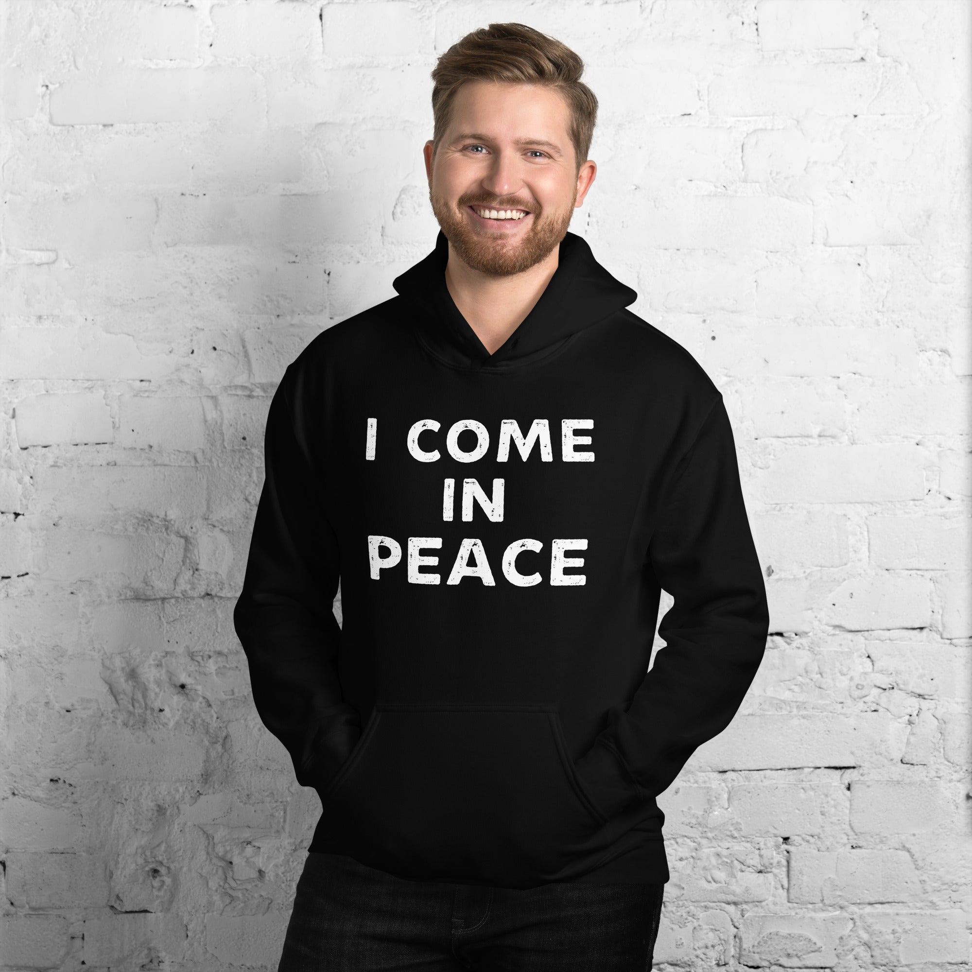 I Come In Peace Couple Hoodie, Im Peace Couple Shirt, Funny Matching Hoodies, Halloween Couples Hoodie, Matching Shirts For Halloween - Madeinsea©