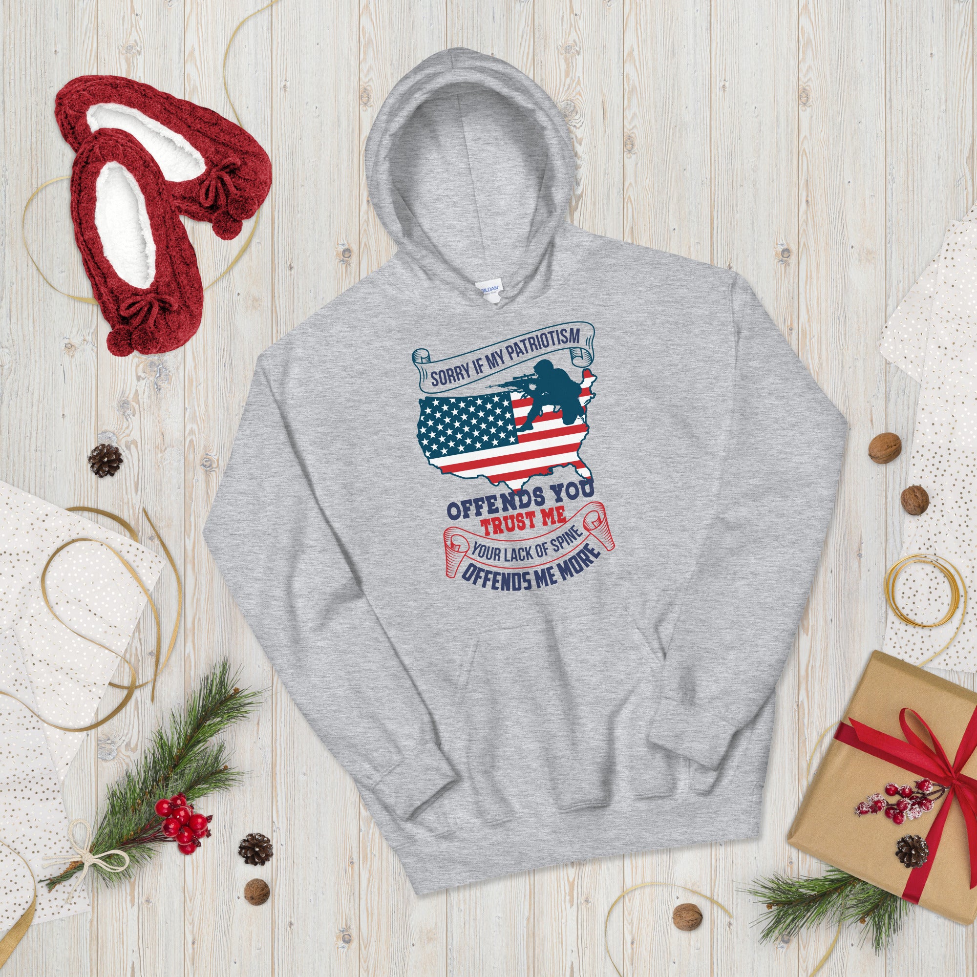 Sorry If My Patriotism Offends You, Sarcastic Patriotic Hoodie, 2nd Amendment Hoodie, USA American Flag, Patriotic Gifts, Pro Guns Hoodie - Madeinsea©