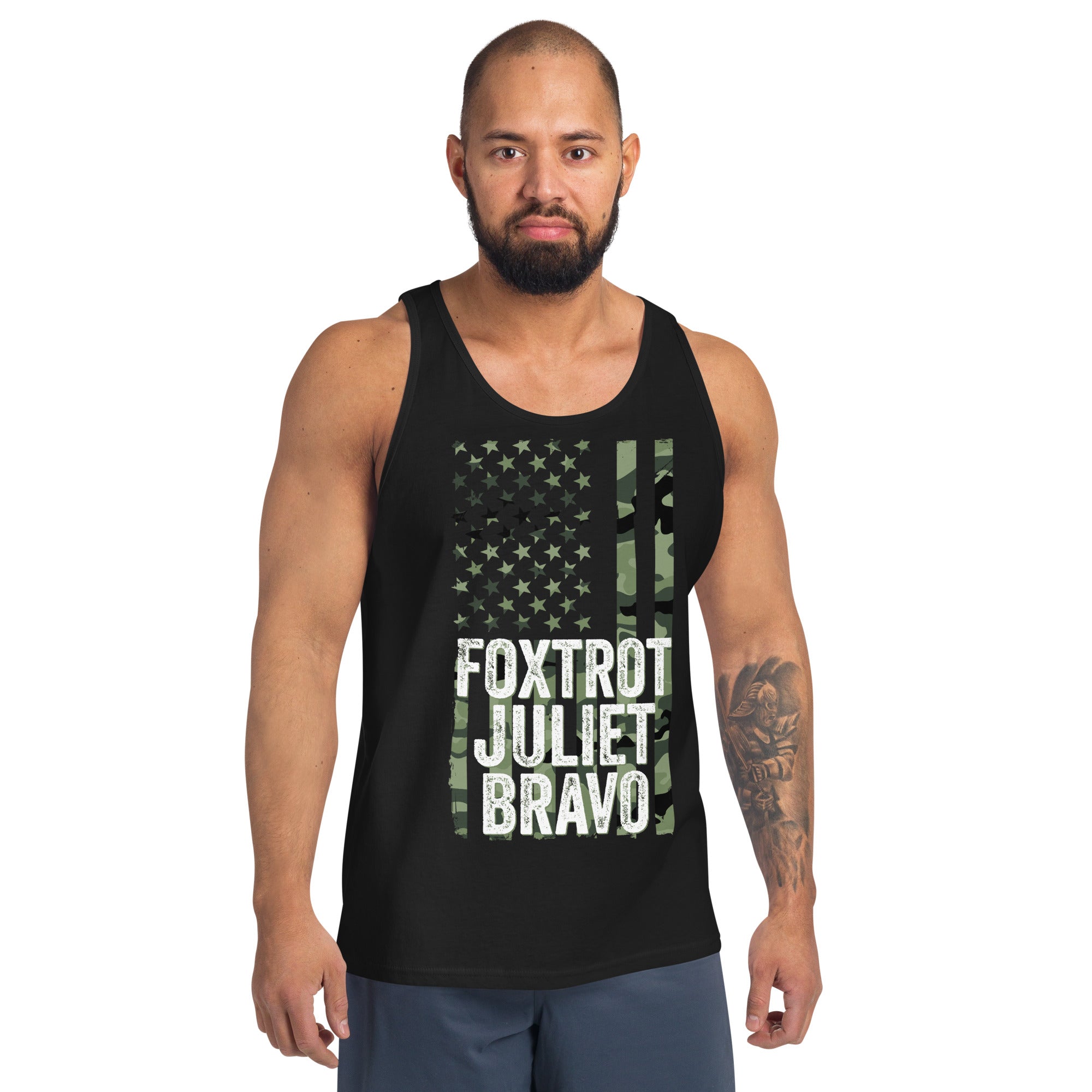 FJB Tank Top, FJB, Fjb Pro America Tank Top, Foxtrot Juliet Bravo, Military Alphabet Code Camo Pro America Shirt FJB, Anti Biden Top - Madeinsea©