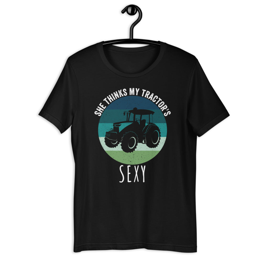 She Think's My Tractor's Sexy Funny Farming Funny Farmer Gift Tractor Driver Shirt - Madeinsea©