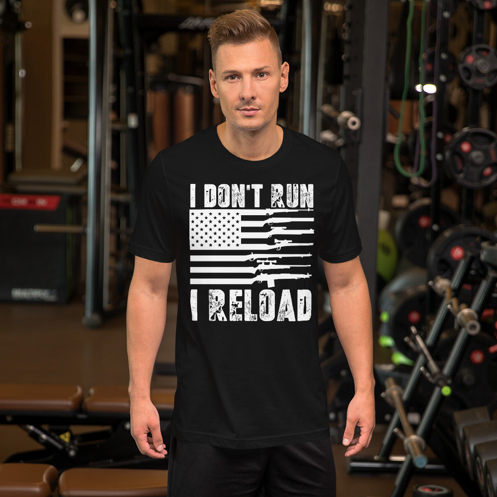 Funny 2nd Amendment Shirt, I Don't Run I Reload, Gun Lovers Gift, USA American Gun Flag Shirt, Republican Shirt, Patriotic Tshirt, Pro Guns - Madeinsea©