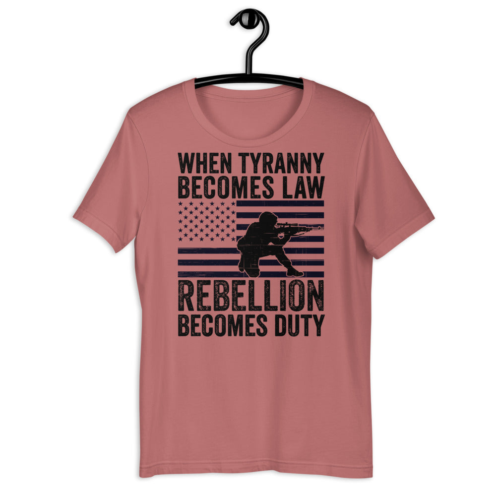 When Tyranny Becomes Law Rebellion Becomes Duty Shirt, US Flag, Gun Shirt, Thomas Jefferson Quote, American Patriot, Army Shirt, Army Flag - Madeinsea©