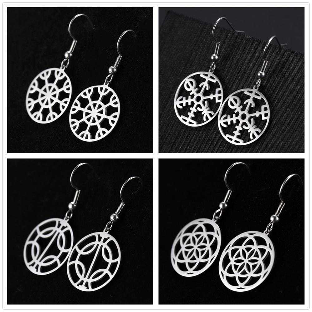 Viking Compass Drop Earrings