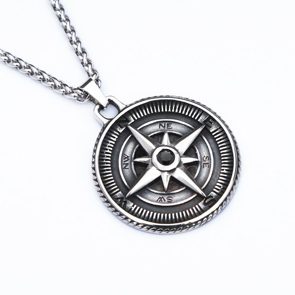 Vintage Black Compass Necklace