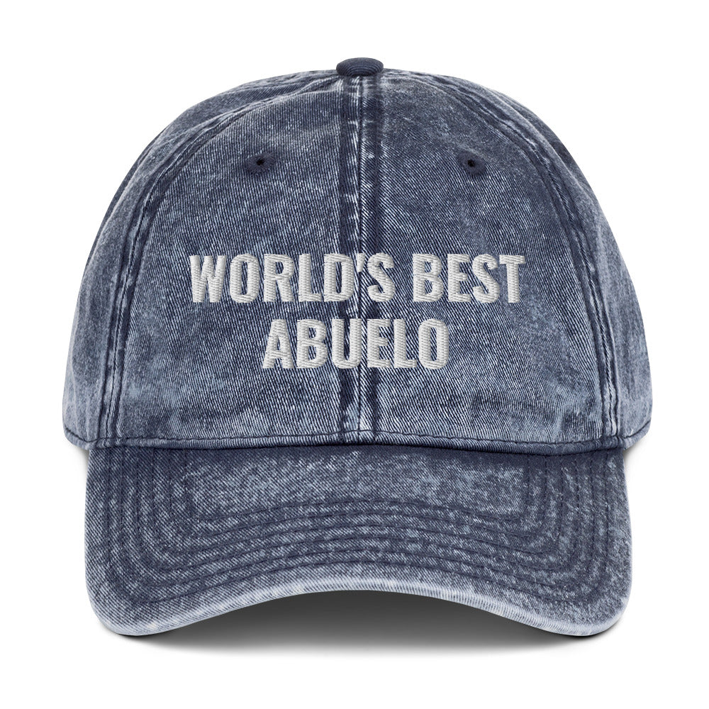 World's best abuelo - Gifts for grandpa, gifts for him, dad hat, father's day gift, Vintage Cotton Twill Cap