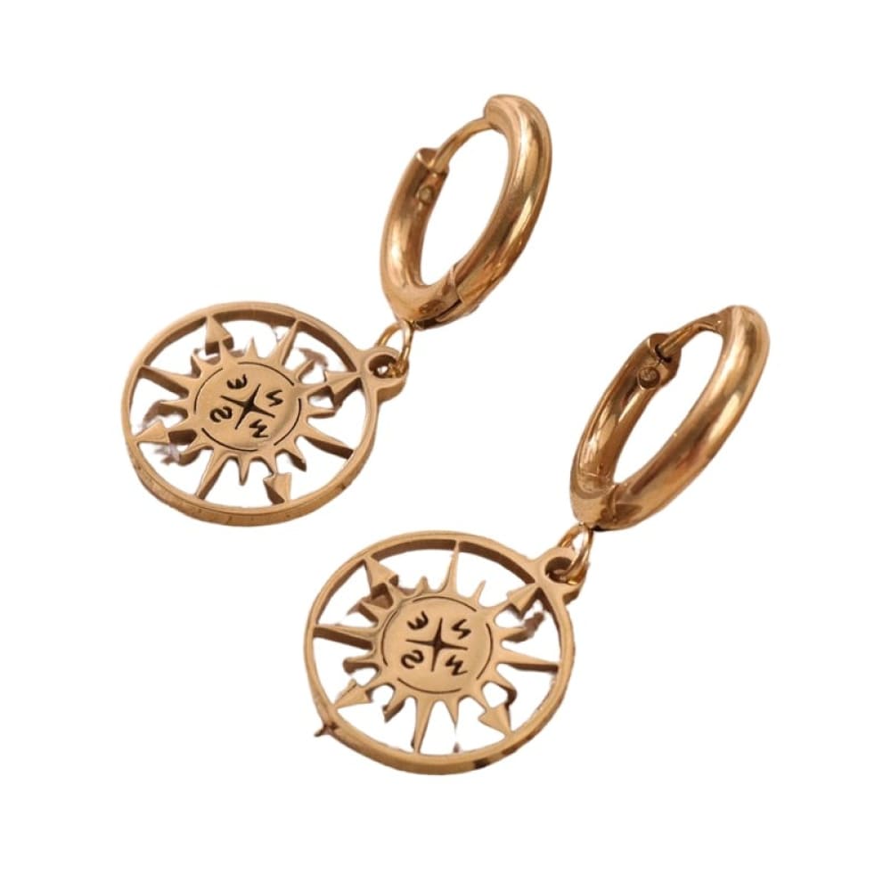 Vintage Gold Compass Earrings