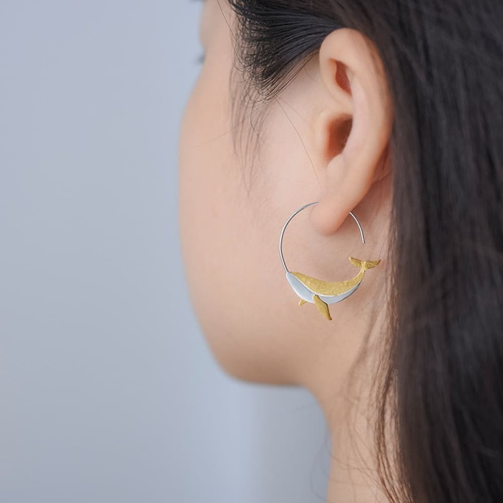 Whale Hoop Earrings