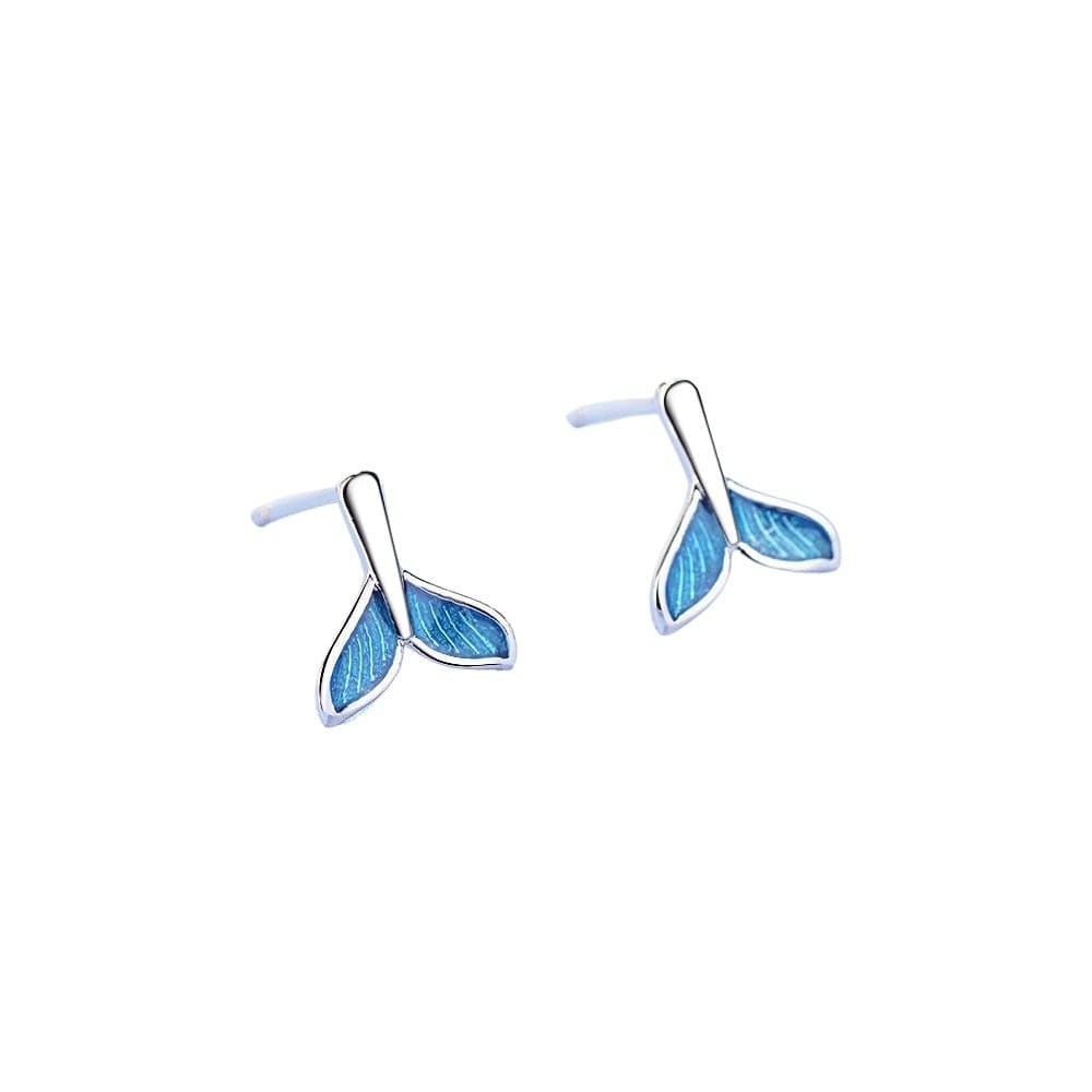 Whale Mermaid Tail Stud Earrings