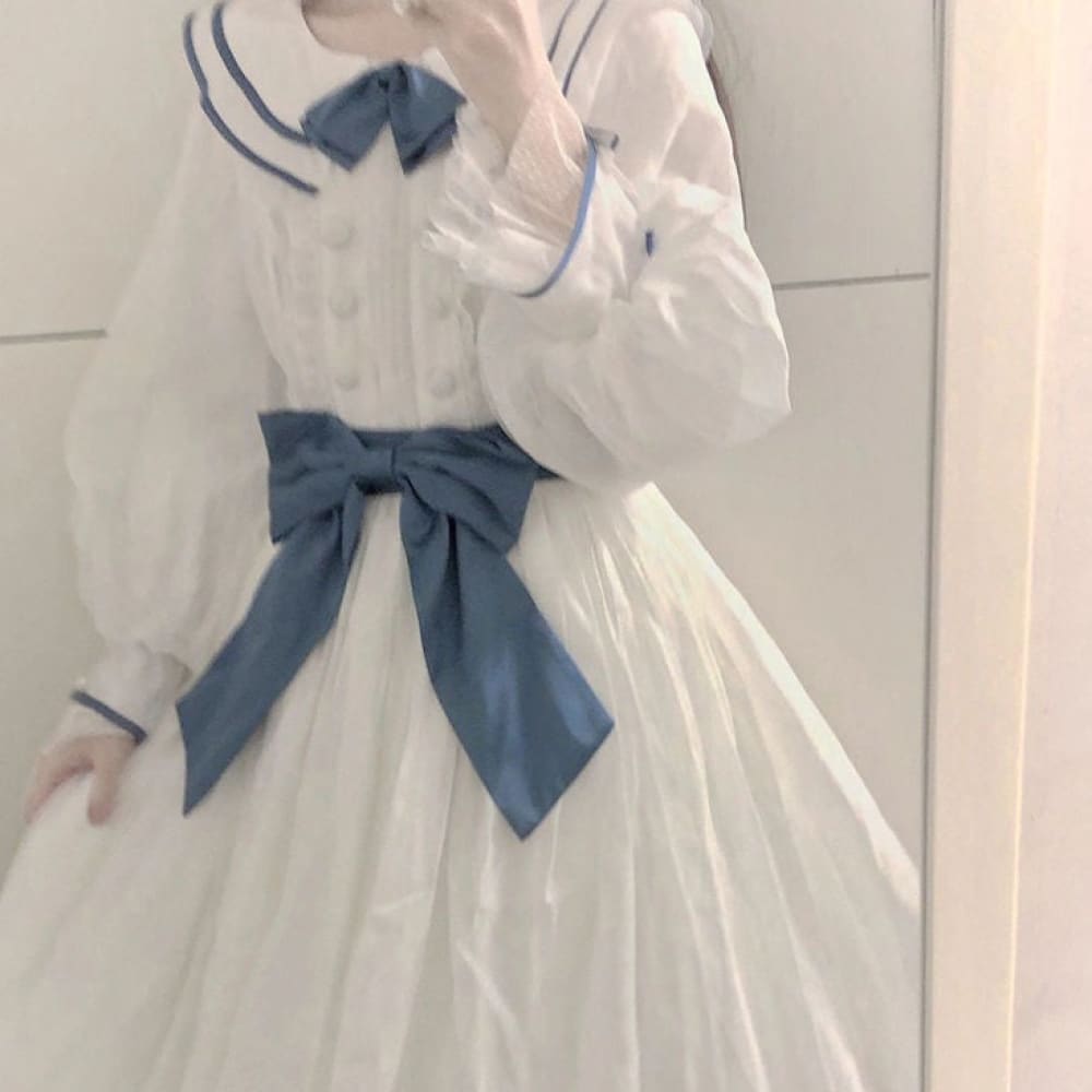 White Blue Sailor Dress