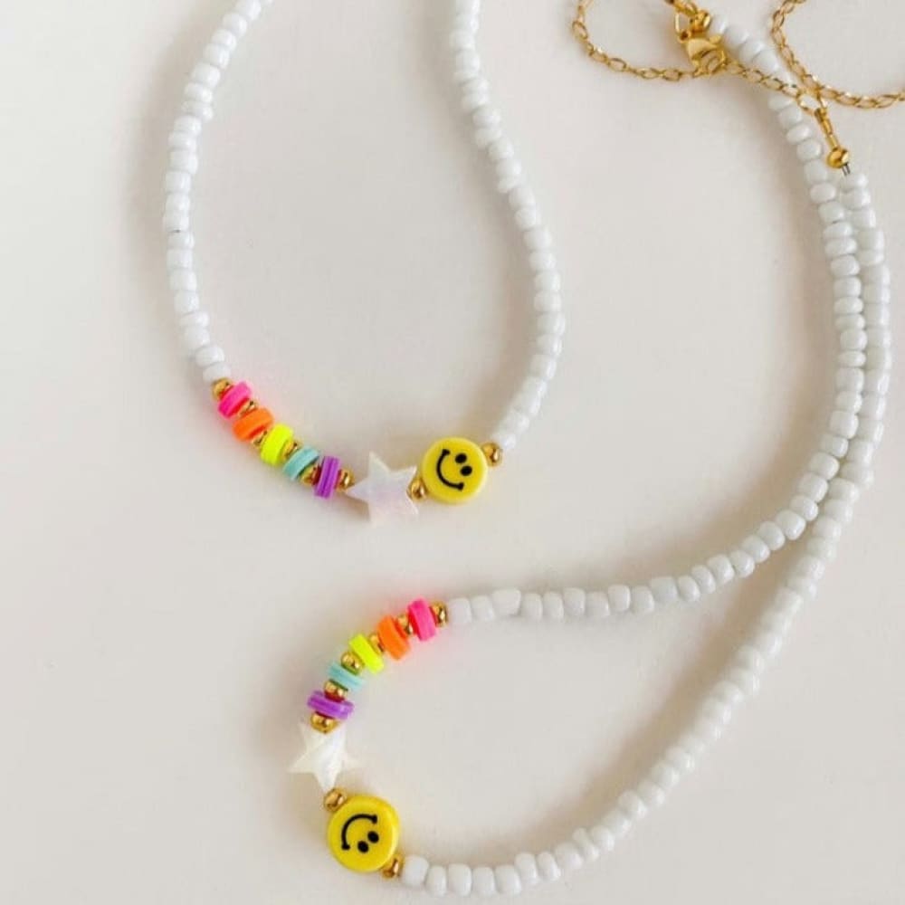 White Smiley Beach Necklace