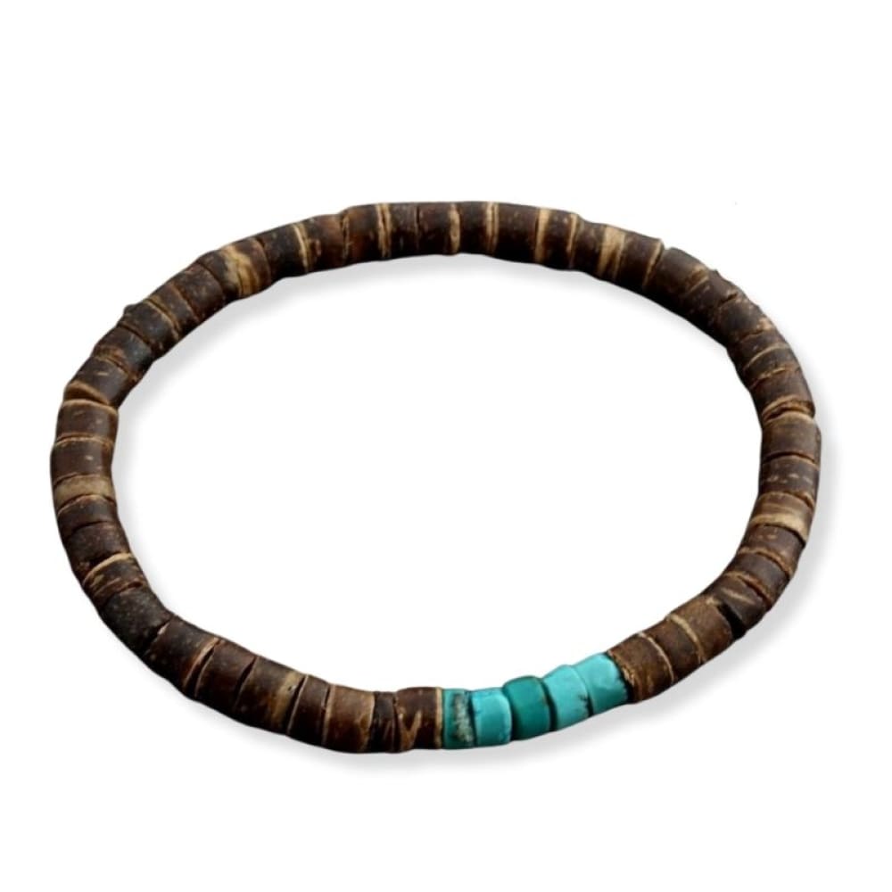 Wood and Turquoise surfer bracelet