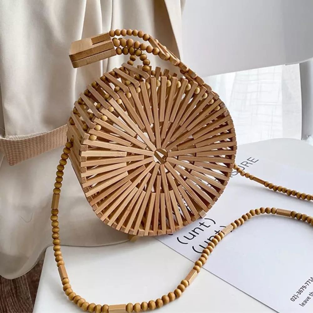 Wood Bead Crossbody Beach Bag
