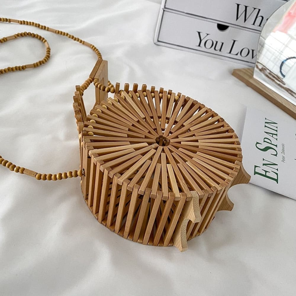 Wood Bead Crossbody Beach Bag