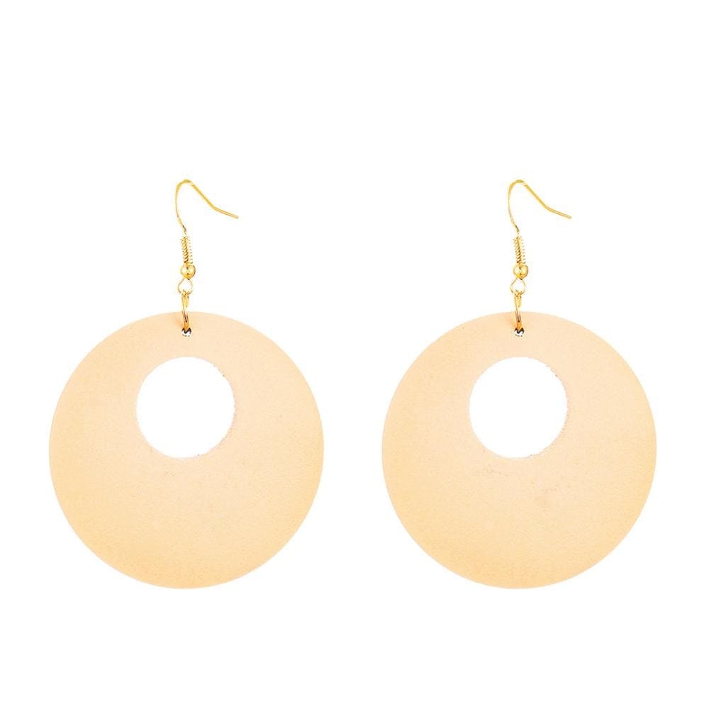 Wooden Circle Beach Earrings