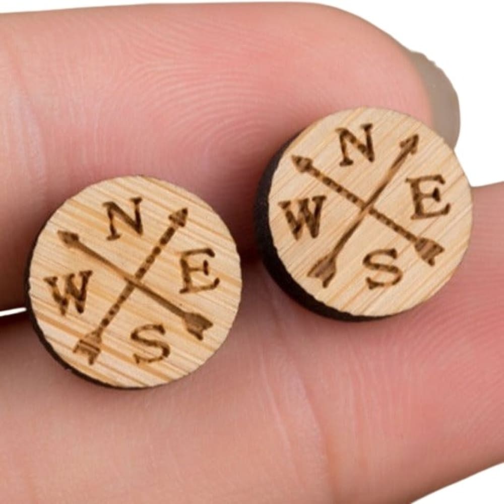 Wooden Compass Earrings