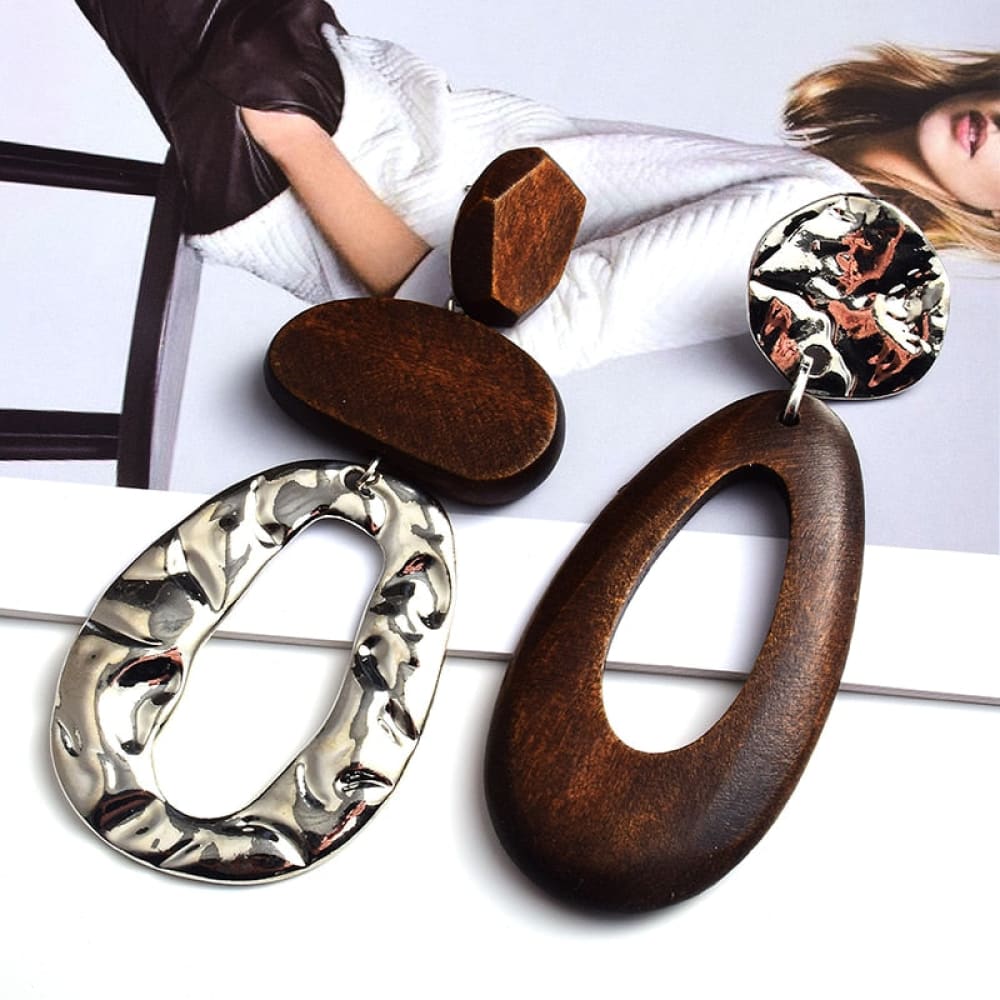 Wooden Drop Beach Earrings