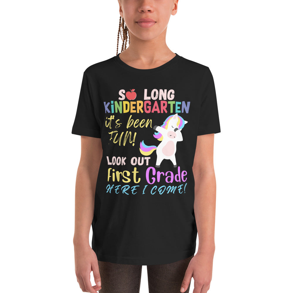 So long Kindergarten its been fun look out 1st grade here I come, Kindergarten graduation kids shirt, Kindergarten graduate student gift tee