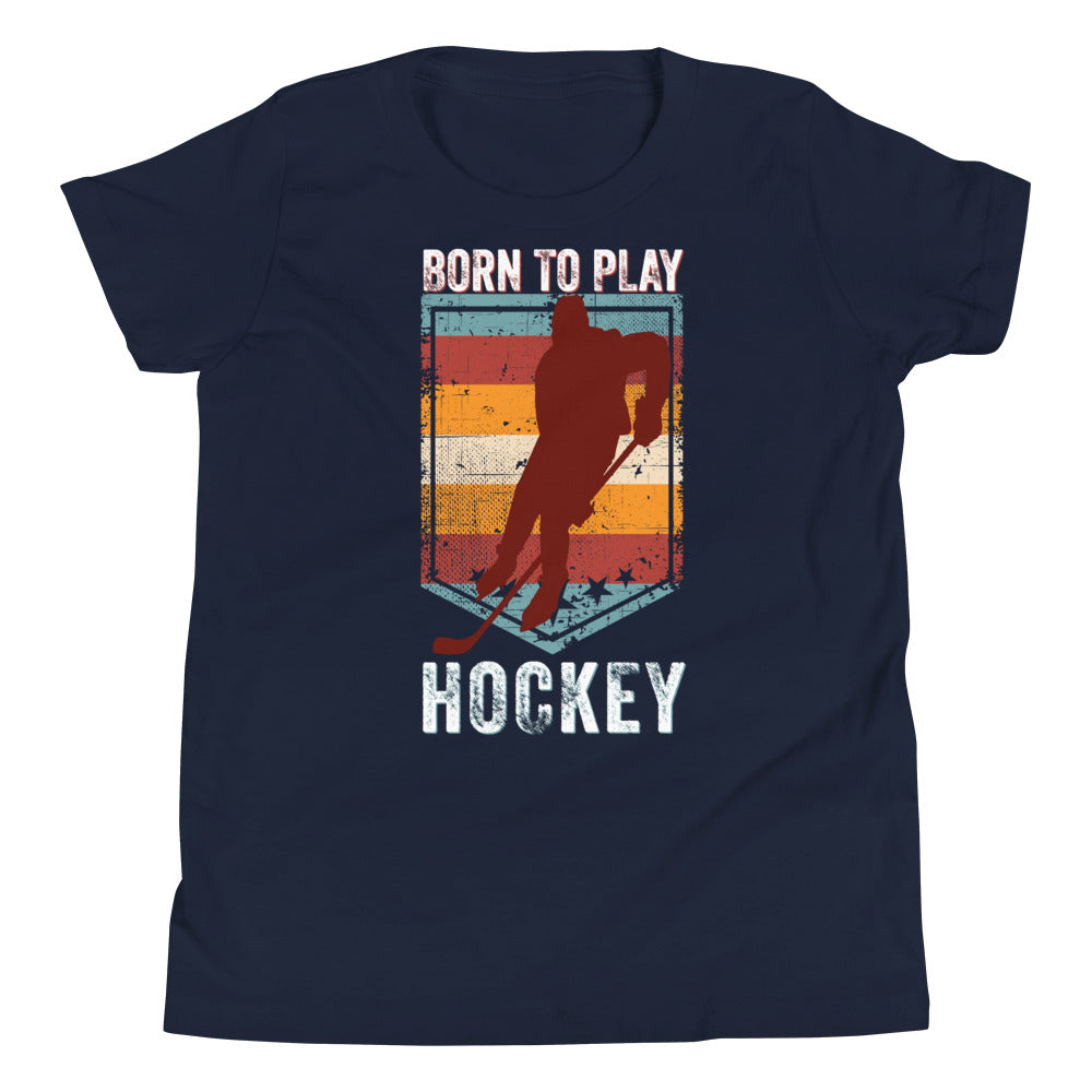 Born To Play Hockey Kinder T-Shirt, Hockey Kinder Shirt, Hockeyspieler, Hockey Geschenke, Lustiges Hockey Shirt, Eishockey Jugend T-Shirt, Eishockey
