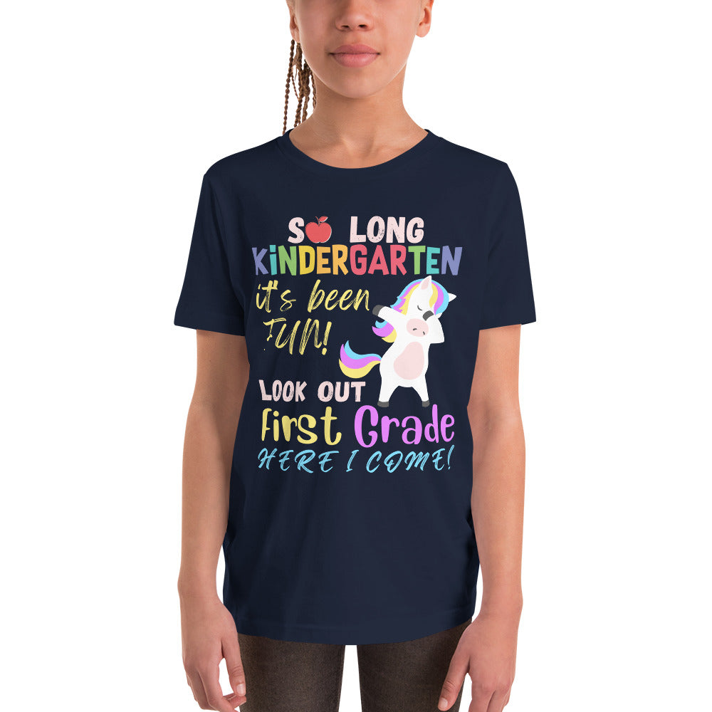 So long Kindergarten its been fun look out 1st grade here I come, Kindergarten graduation kids shirt, Kindergarten graduate student gift tee
