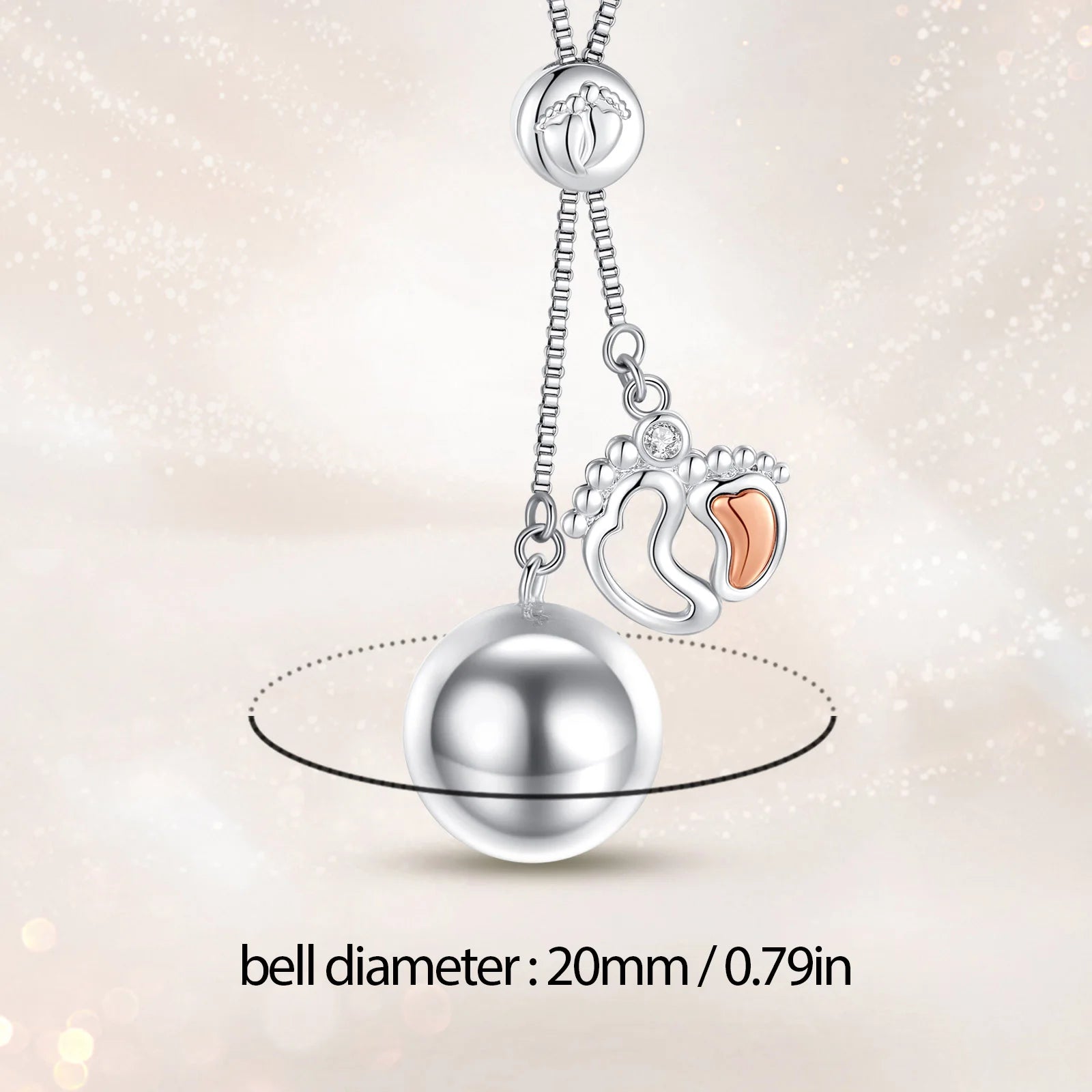 Eudora Bola de Grossesse Baby Footprint Pendant Harmony Ball Baby Chime Ball Angel Caller Necklace Maternity Jewelry Women Gift