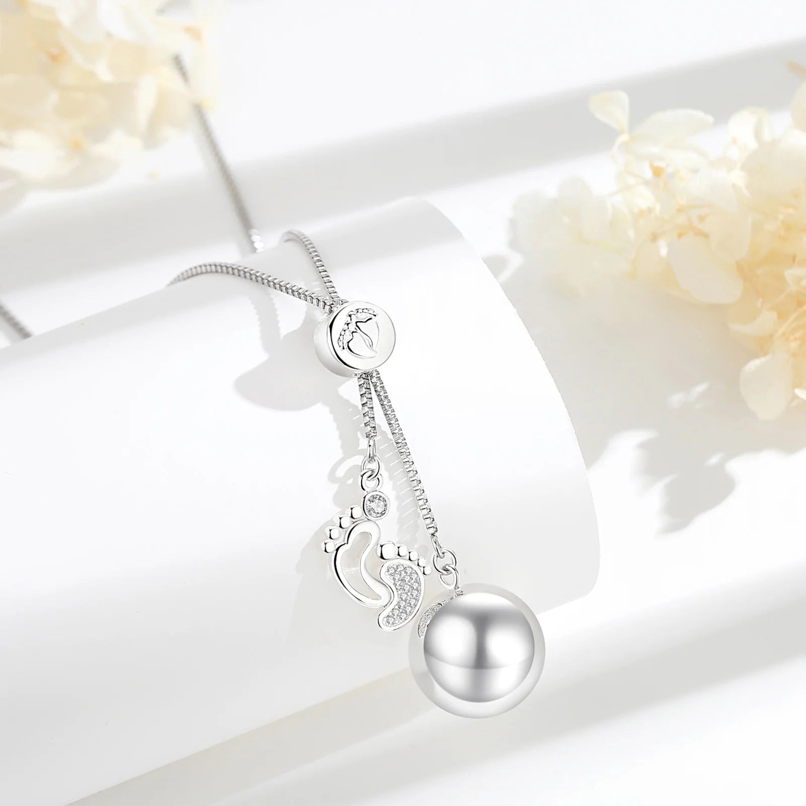 Eudora Bola de Grossesse Baby Footprint Pendant Harmony Ball Baby Chime Ball Angel Caller Necklace DIY Maternity Jewelry Women