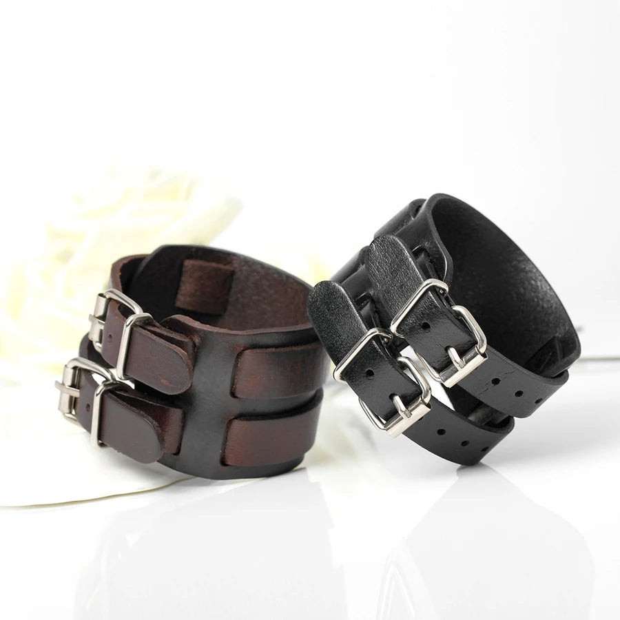 TYO Cowboy Style Bandage Genuine Leather Bracelet Adjustable Bangle Men Fashion Wristband Knight Charm Accessories Birthday Gift