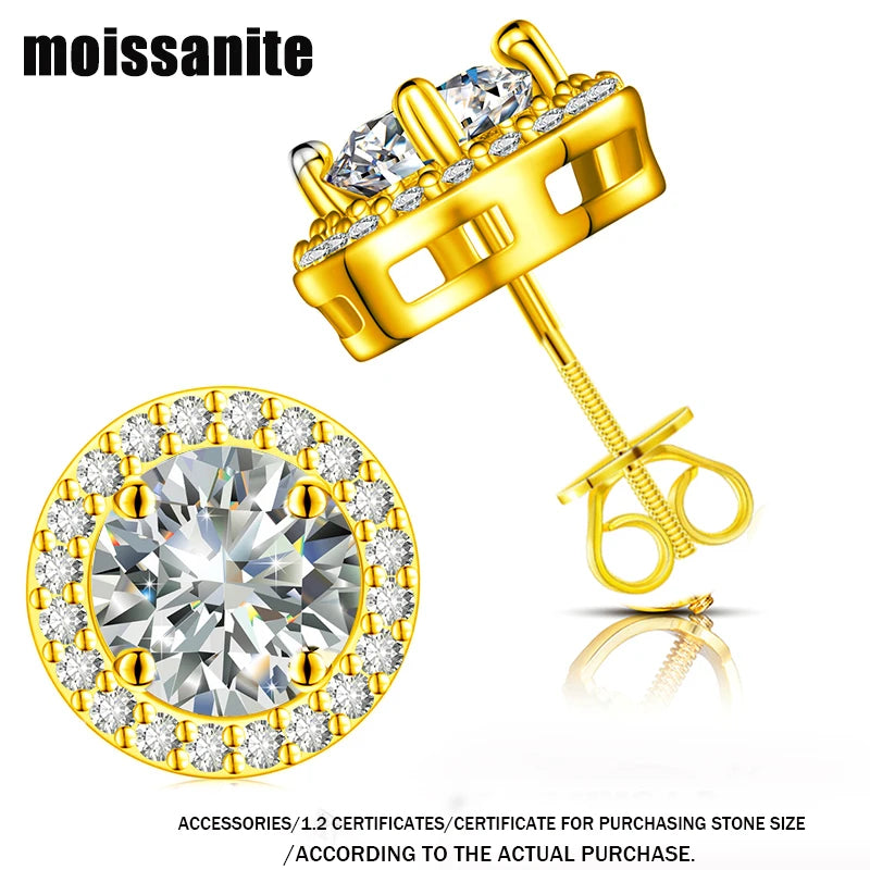 Boucles d'oreilles unisexes TUHE en moissanite VVS1, argent 925, bijoux fins, 3 mm/4 mm/5 mm, cadeau idéal pour femme