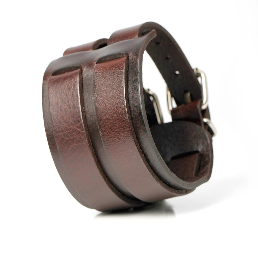 TYO Cowboy Style Bandage Genuine Leather Bracelet Adjustable Bangle Men Fashion Wristband Knight Charm Accessories Birthday Gift