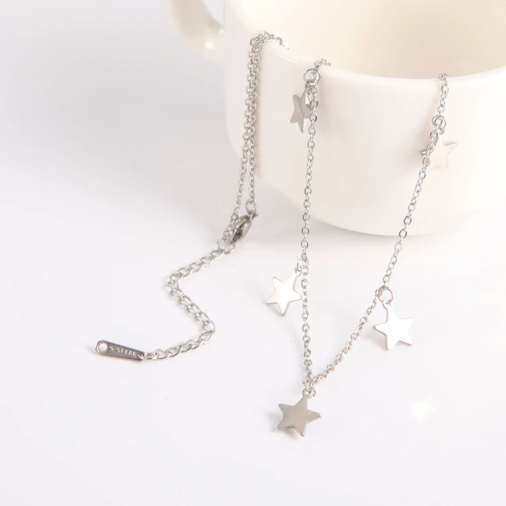 Stainless Steel Necklace for Women Simple Star Pendant Necklace Fashion Women's Jewelry for Birthday Gifts