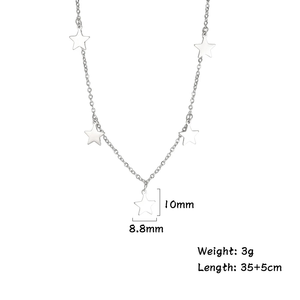 Stainless Steel Necklace for Women Simple Star Pendant Necklace Fashion Women's Jewelry for Birthday Gifts