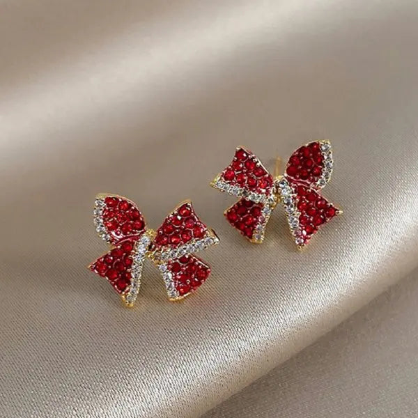 Cute Christmas Elk Dangle Earrings For Women Xmas Deer Butterfly Knot Pearl Zircon Earring Girl Christmas New Year Jewelry Gifts - Madeinsea©