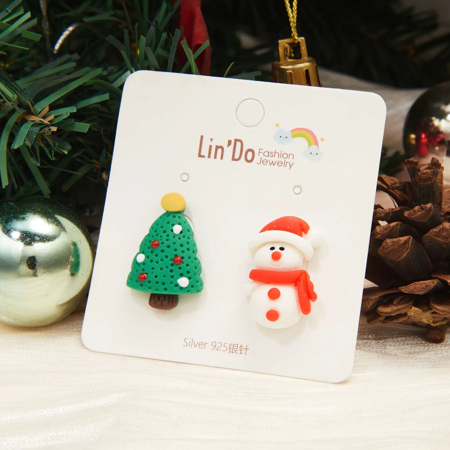 Moving Santa Claus Tassel Dangle Earrings For Women Christmas Tree Snowflake Asymmetric Long Chain Earring New Year Jewelry Gift