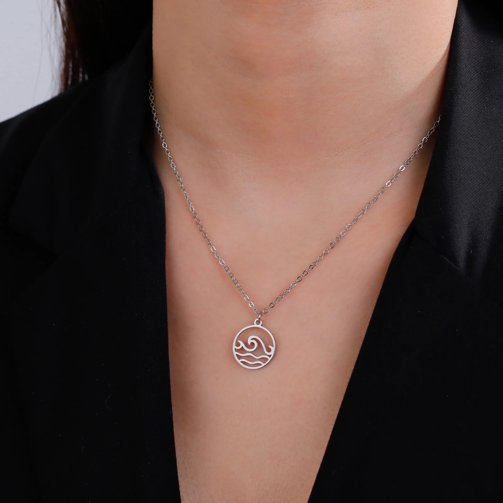 Sea Wave Stainless Steel Pendant Necklace - Madeinsea©