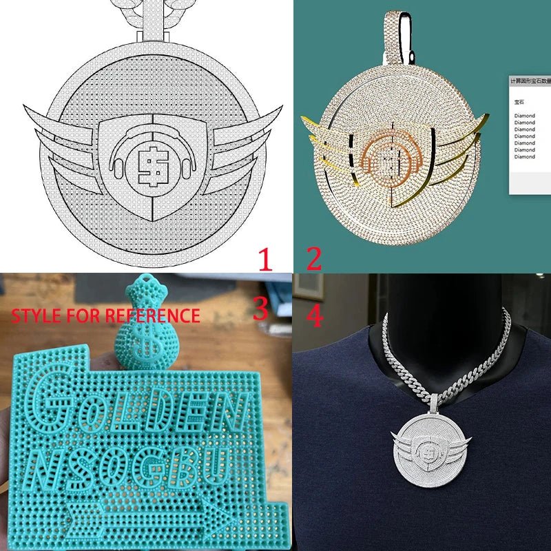 Private Custom Made Your Own Design Pendant Hip Hop Jewelry For Men Women 925 Sterling Silver With Moissanite Custom