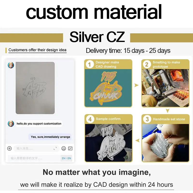 Private Custom Made Your Own Design Pendant Hip Hop Jewelry For Men Women 925 Sterling Silver With Moissanite Custom