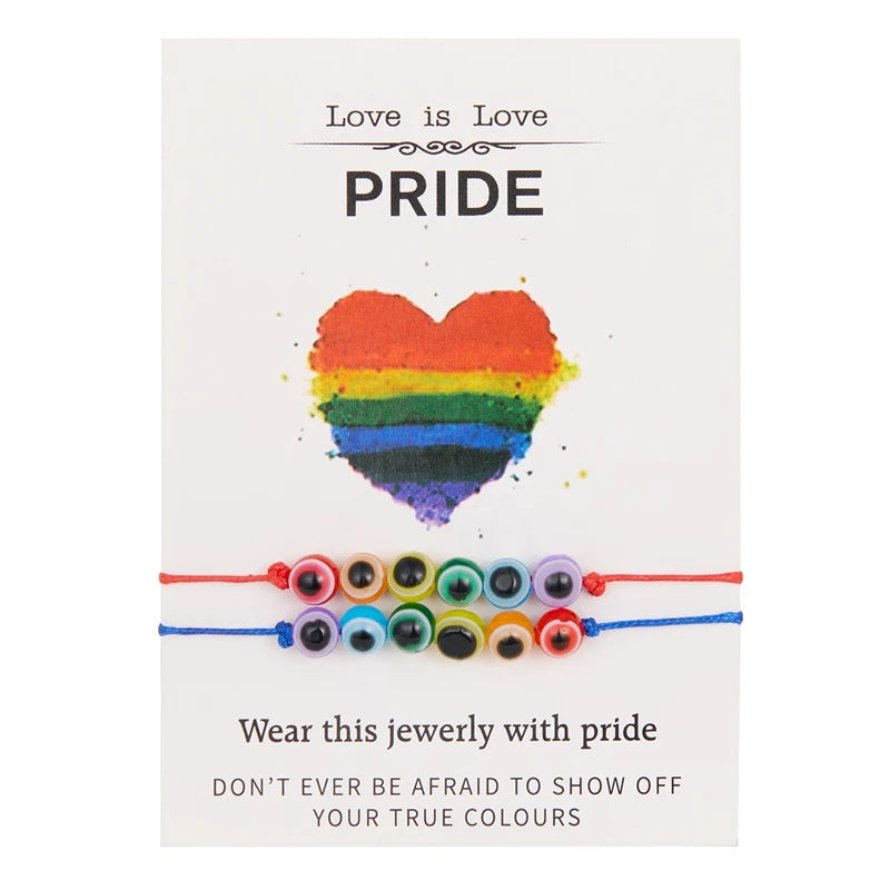 Fashion Rainbow LGBT Beaded Bracelets For Women Men Handmade Elastic Adjustable Bracelet Couple Friendship Pride Jewelry Gifts