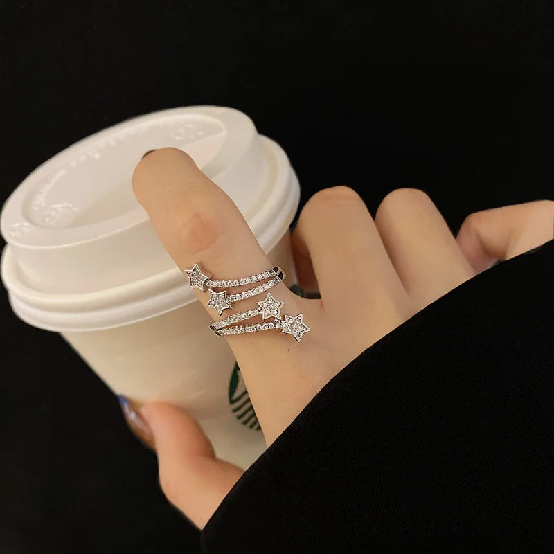 Korean New Exquisite Geometric Round Ring Women's Fashion Luxury Zircon Finger Ring Simple Temperament Versatile Jewelry - Madeinsea©