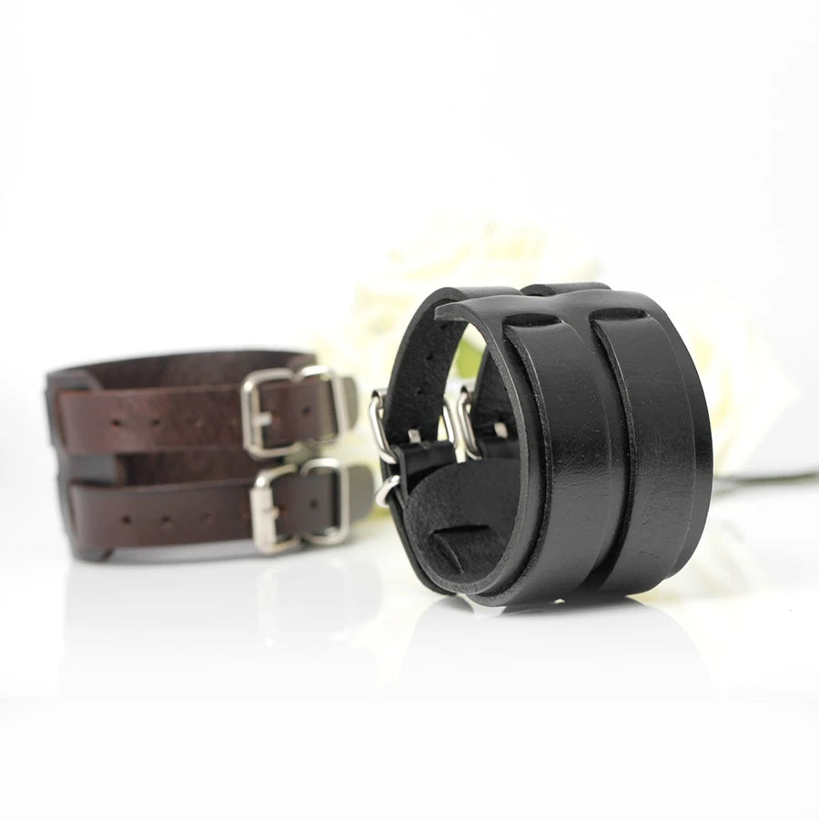 TYO Cowboy Style Bandage Genuine Leather Bracelet Adjustable Bangle Men Fashion Wristband Knight Charm Accessories Birthday Gift