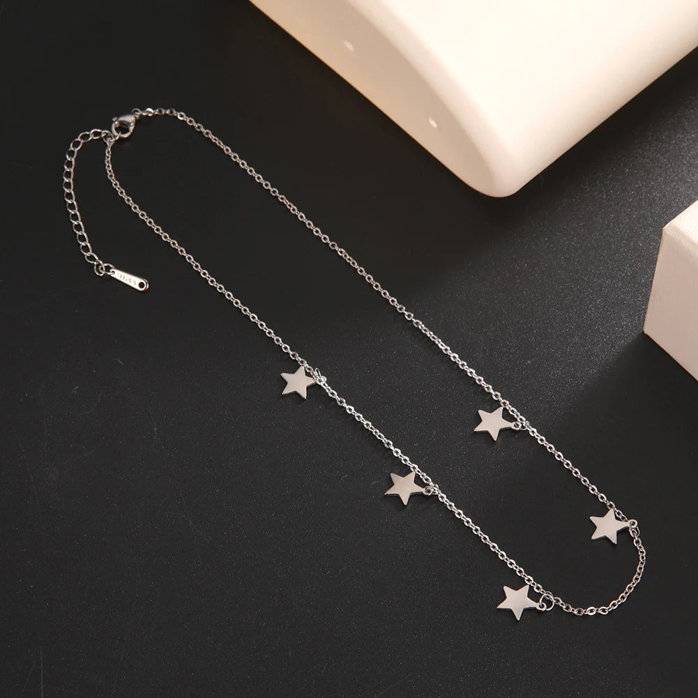 Stainless Steel Necklace for Women Simple Star Pendant Necklace Fashion Women's Jewelry for Birthday Gifts