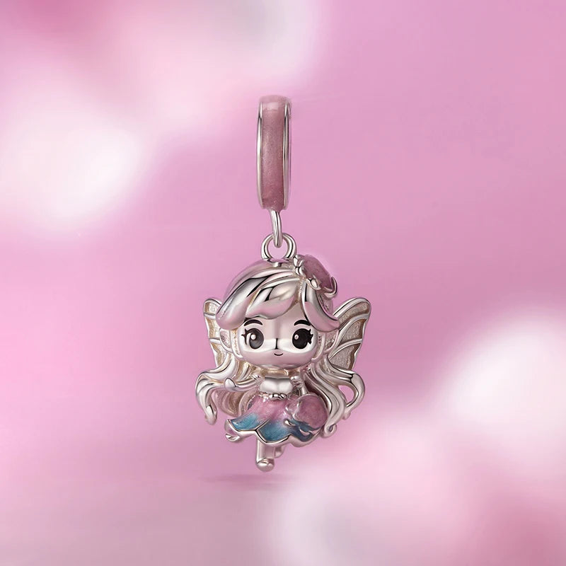 WOSTU 925 Sterling Silver The World Tarot Card Charm Pendant For Women , Original Rainbow Beads DIY Jewelry making