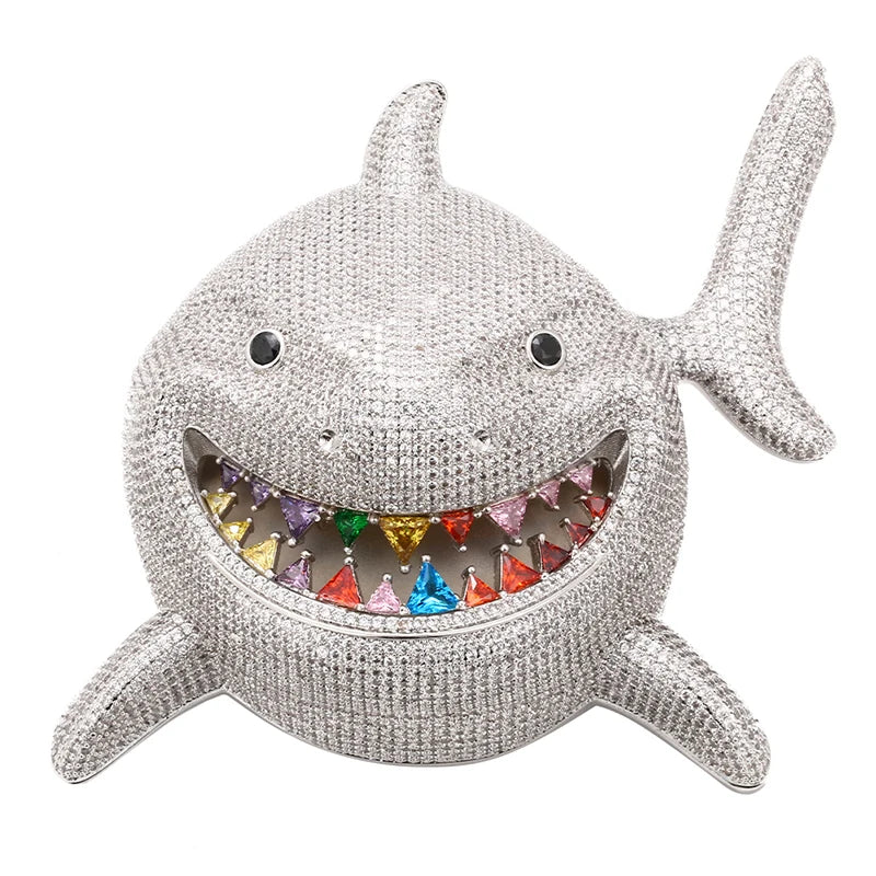 High Quality Shark Pendant Necklace For Men Hip Hop Jewelry With 12mm Cuban Chain Cubic Zirconia Necklace Dropshipping