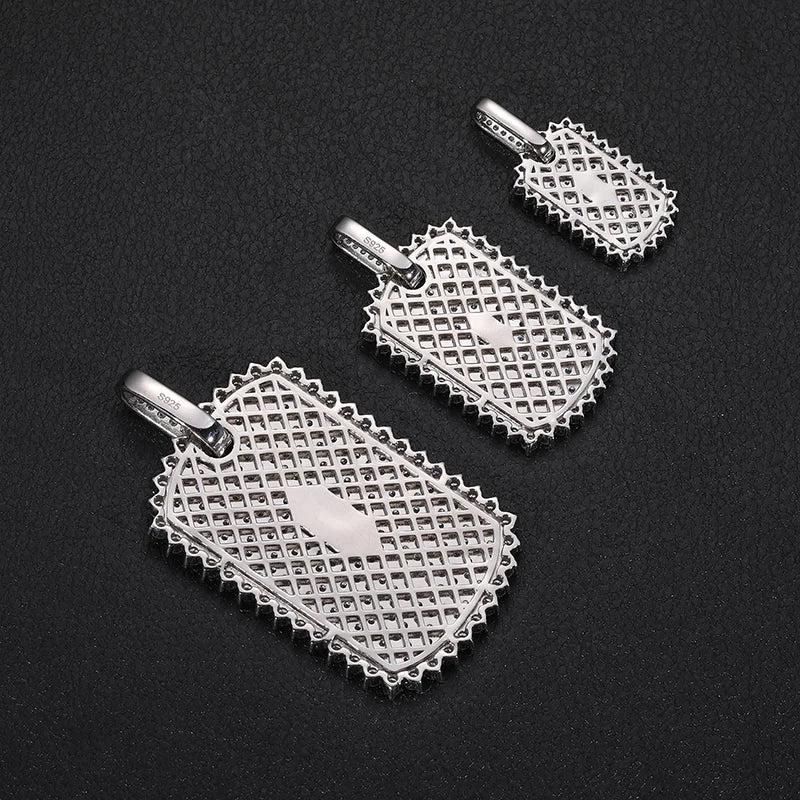 Full Moissanite Luxury Square Pendant Necklace For Men Hip Hop Jewelry