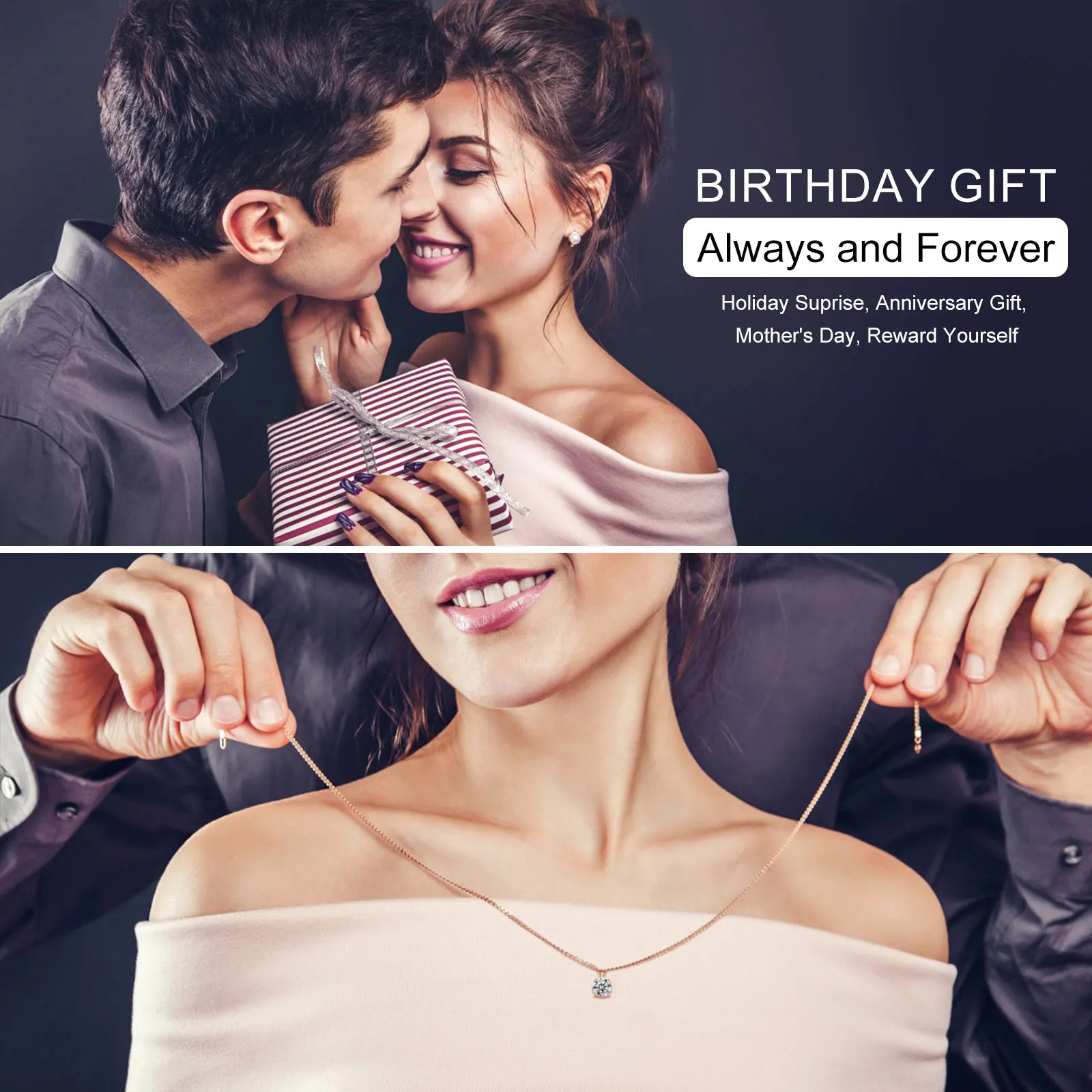 TUHE Unisex VVS1 Moissanite Pendant Necklace 925 Silver FineJewelry Birthday Gifts